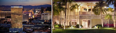 The Trump hotels in Las Vegas, left, and Doral